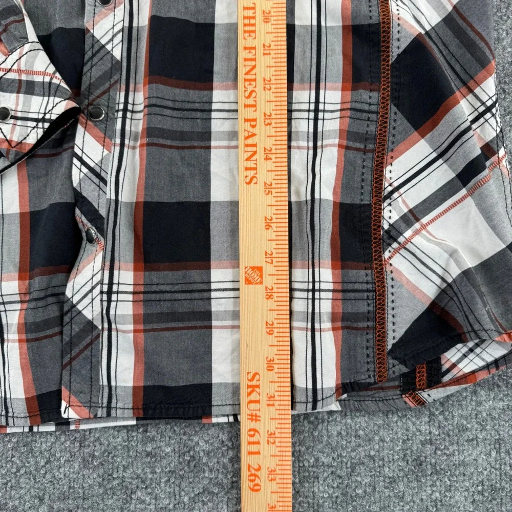 BKE‎ Snap Front Shirt Men XXL Western Plaid Cotton Athletic Fit Black Orange L/S